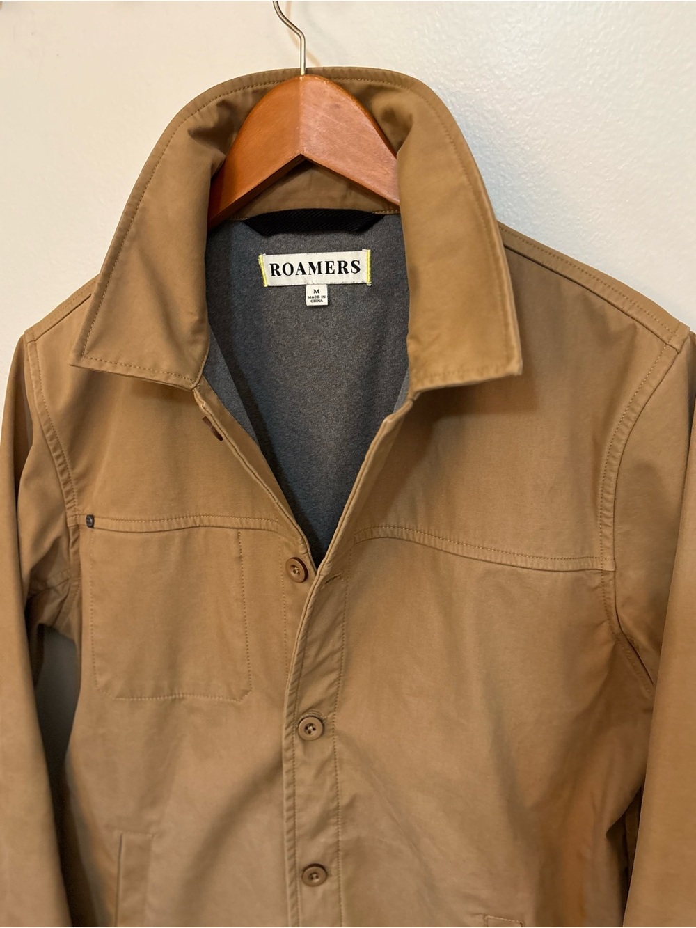 Roamers Mens Medium Tan Canvas Chore Shirt Jacket Button Front Utility Workwear